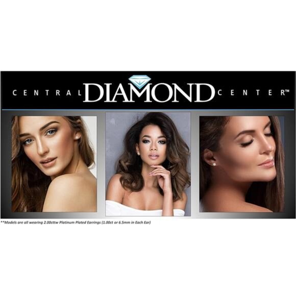 14K Solid Gold Post & Silver Simulated Diamond Stud Earrings-cubic zirconia - Picture 4 of 7